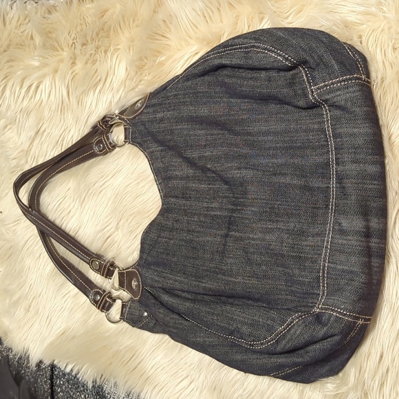Thirty-one denim shoulder bag with brown handles - Picture 1 of 5